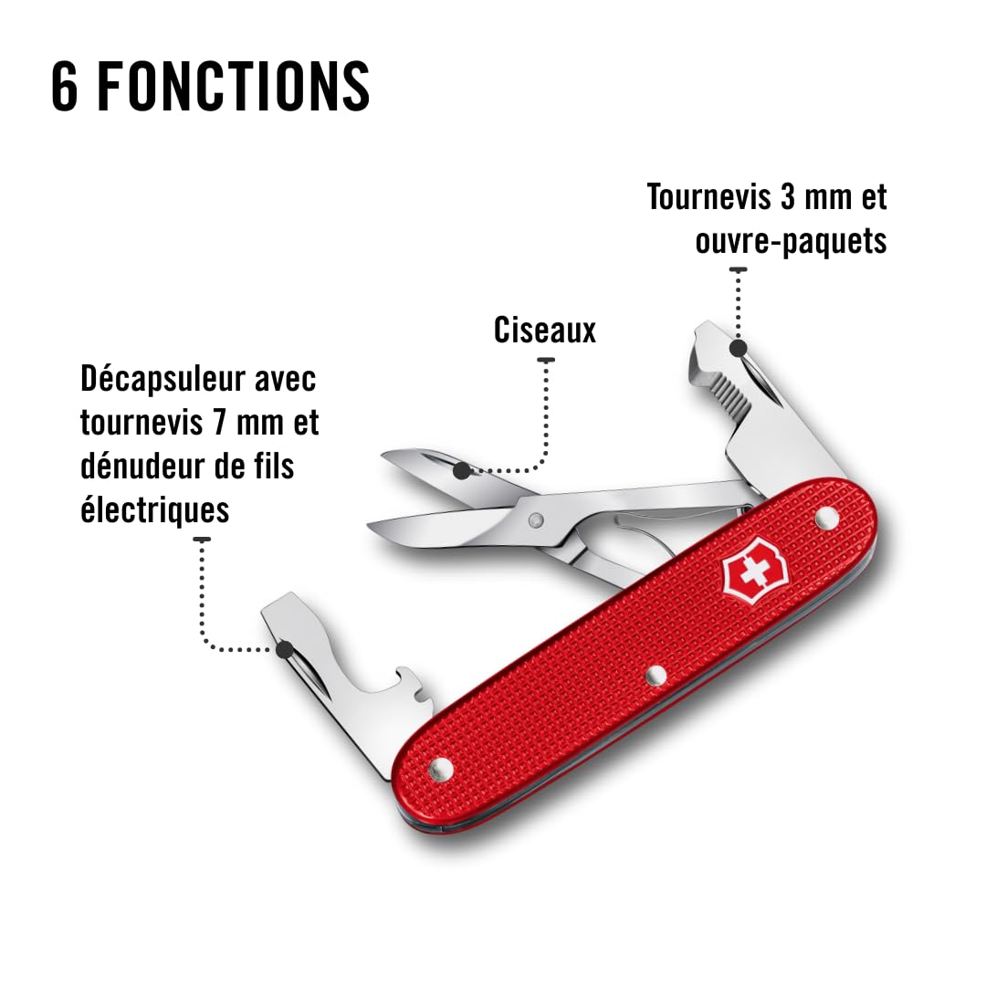 Victorinox Outil de Poche Companion Slim Alox, Outil Multifonction, 6 Fonctions, y c. Ciseaux, Ouvre-Emballage, Tournevis, Swiss Made, Rouge