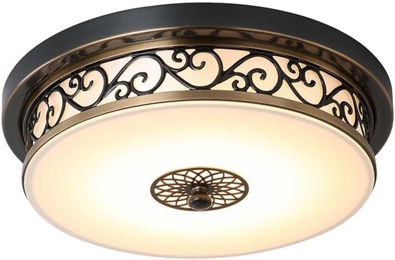 Plafonnier LED encastré rétro rond en métal noir style antique 36W 3000K
