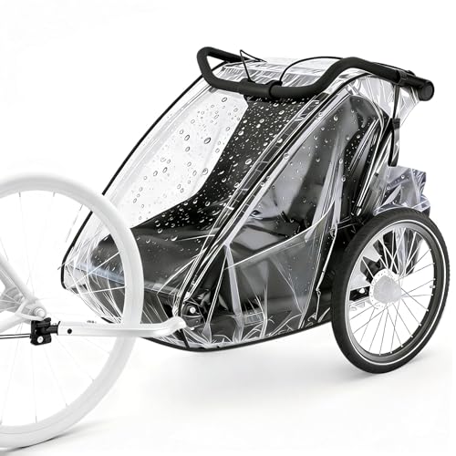 Wildkids Transparenter Regenschutz für Kinder-Fahrradanhänger (Einzelsitz) Schutzhülle aus Eva-Material mit Windabweiser universell passend für Thule Kesser Hauck und weitere gängige Marken