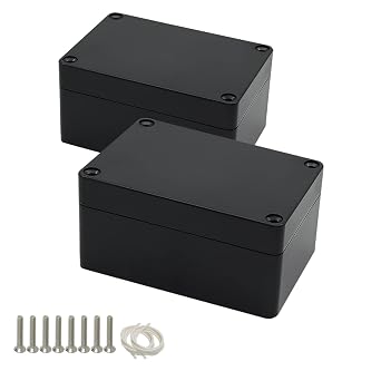 Project Box IP65 Waterproof Dustproof Junction Box ABS Plastic Enclosure Box for Electronics Black Outdoor Project 3.93"x2.68"x1.97"100 x 68 x 50 mm2Pcs