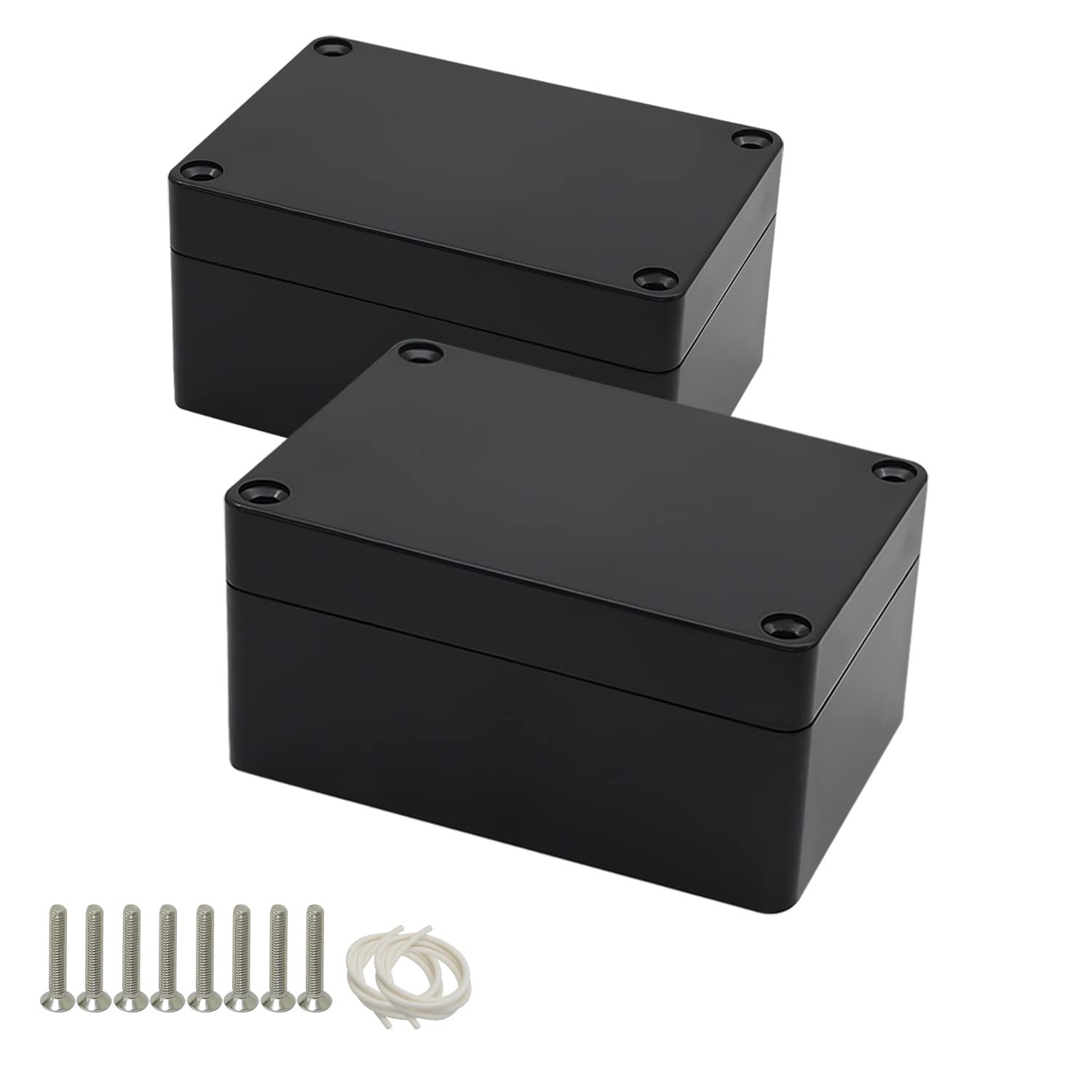 Project Box IP65 Waterproof Dustproof Junction Box ABS Plastic Enclosure Box for Electronics Black Outdoor Project 3.93"x2.68"x1.97"(100 x 68 x 50 mm)(2Pcs)