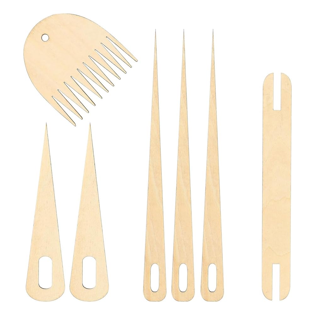 CTRLZS 7Pack Wood Hand Stick Set Include 5Pcs Wood Weaving Crochet Needle 1Pcs Wooden