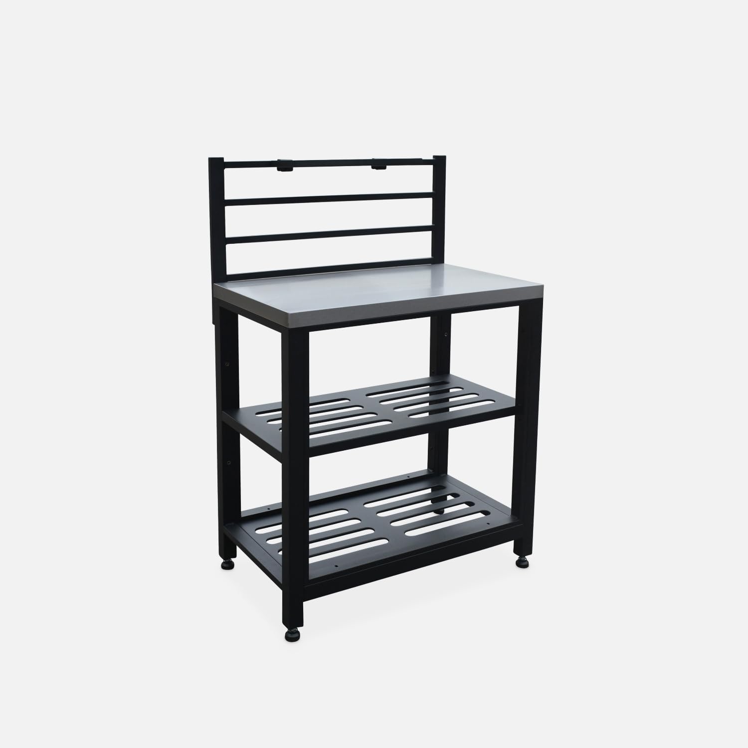 Modulo cucina da esterno in acciaio 2 ripiani, 80cm Nero - 48x80x124 cm