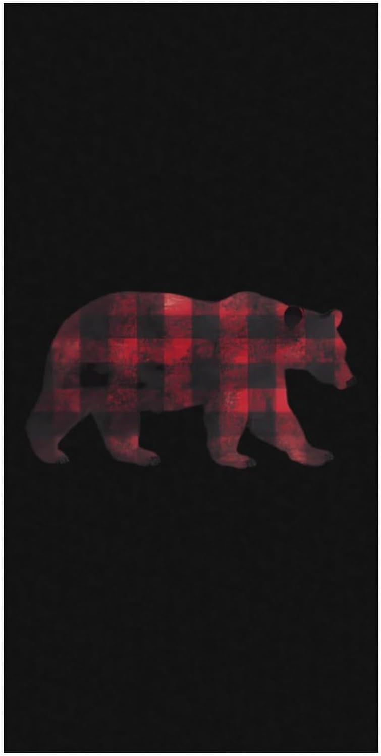 Red and Black Plaid Bear Beach Towels Oversized Jumbo Large Yoga Bath Towel for Pool Yoga Swim Body 160x80cm
