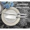 ROXBURGH Wedding Cake Knife and Server Set, Mr and Mrs Forks, Cake Cutting Set for Wedding, 420 Stainless Steel Silver Cutter and Pie Server Slicer, Rhinestones Studded Handle Engagement