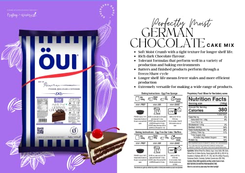 Image of OUI Perfectly Moist German Chocolate Cake Mix I Egg-Free Recipe I Instant Cake Premix | for Professional Bakeries | 3 Step - Prep, Mix & Bake | 5kg