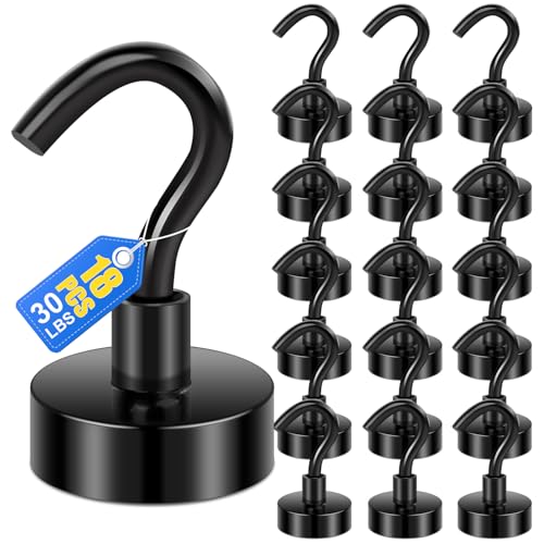 Image of LOVIMAG Magnetic Hooks, Cruise Essentials 2026, 18 Pack-30LBS | Heavy Duty Strong Magnet Hook for Cruise Cabin, Refrigerator Fridge, Ship, Classroom, Kitchen Grills, Black