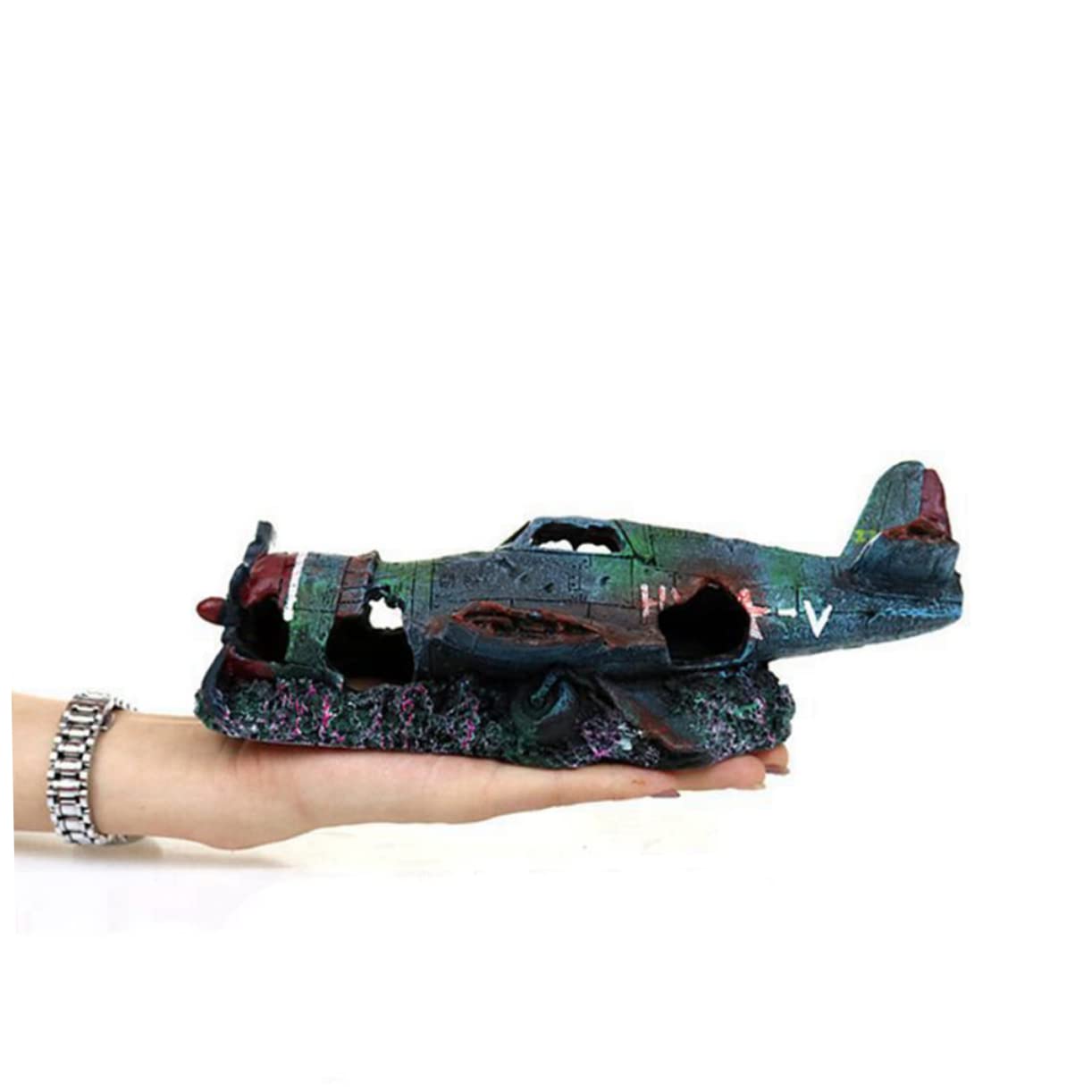 ULTECHNOVO Decoraciones para Acuarios Avión De Acuario De Resina Decoración De Paisaje Artificial para Peceras y Tanques De Agua
