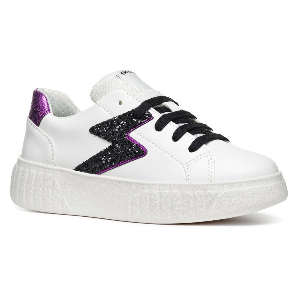 Geox J MIKIROSHI Girl A Sneaker, White/Purple, 11 UK Child