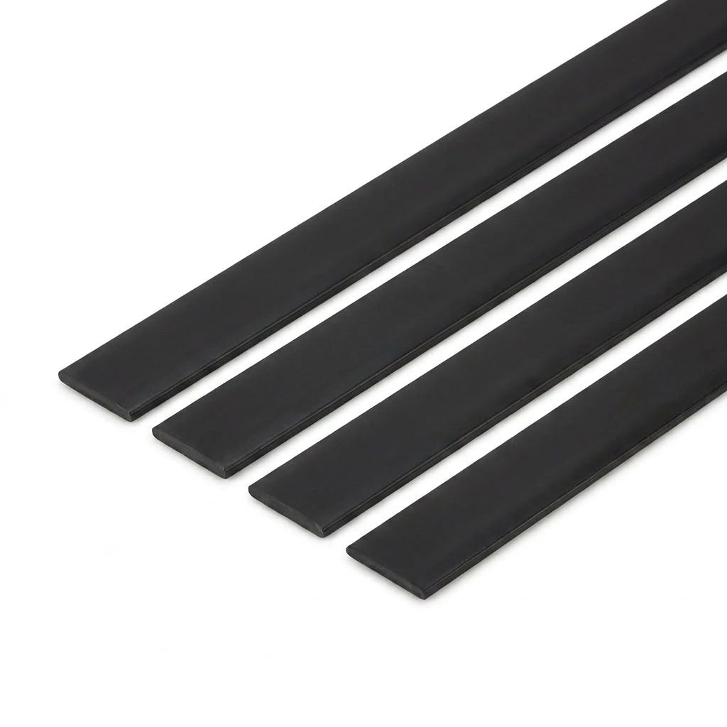 Matt Black Trim Strips x 1 Metre, Flat Bar PVC Edging, Wall Panel Border, DIY Decorative Gap Cover (4, Black, 25mm)