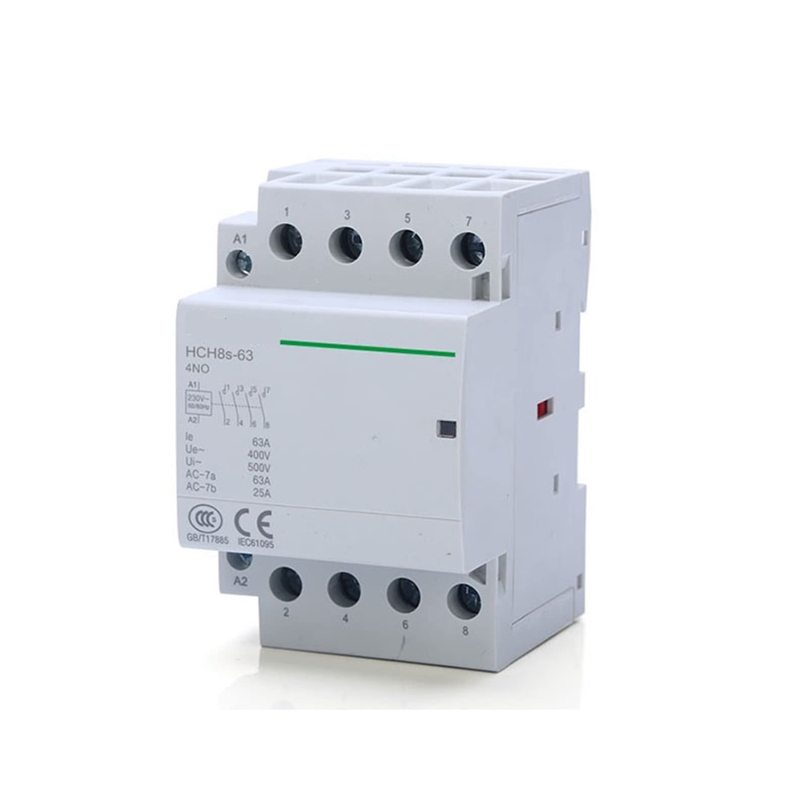 Contactor Modular HCH8s-25, 4 Polos, 16 A, 20 A, 25 A, NA, NC o 2, 24 V, 110, 220, contactor automático doméstico, Tipo riel DIN, 1 Unidad | 4P 25A 2NO2NC AC24V