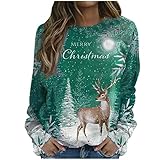 JokeLomple Sudadera Mujer Sin Capucha Navidad - Sudaderas Divertido Estampado De NavideñO Ropa De Navidad Pullover Chica Casual Elegante Original Adolescente Chica Sudadera Camisetas Blusas NavideñOs