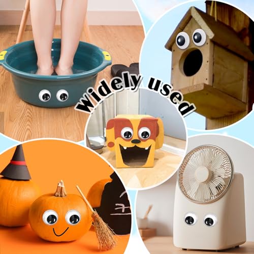 Image of TOAOB 150pcs 35mm Large Wiggle Googly Eyes Self Adhesive Sticker Eyes | Plastic Black Round Eyeballs, DIY Arts Crafts, Scrapbooking Accessories