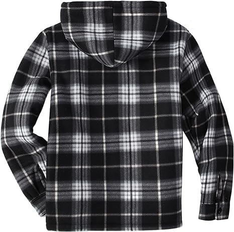 Image of ZITY Men's Flannel Hooded Jacket Fleece Sherpa Lined Plaid Shirts Jackets Zip Up Sweatshirt Hoodies for Men with 4 Pockets