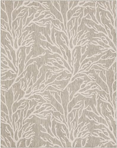 Rugs.com Outdoor Coastal Collection Rug – 8x10 Gray Flatweave-Pile Rug