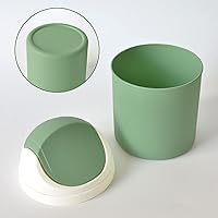 Vista 7 de Mini Cubo de Basura de Escritorio con Tapa Abatible, Elegante Papelera de Mesa con Lunares de Encaje, Cesta de Papel de Desperdicio Redonda, Pequeño