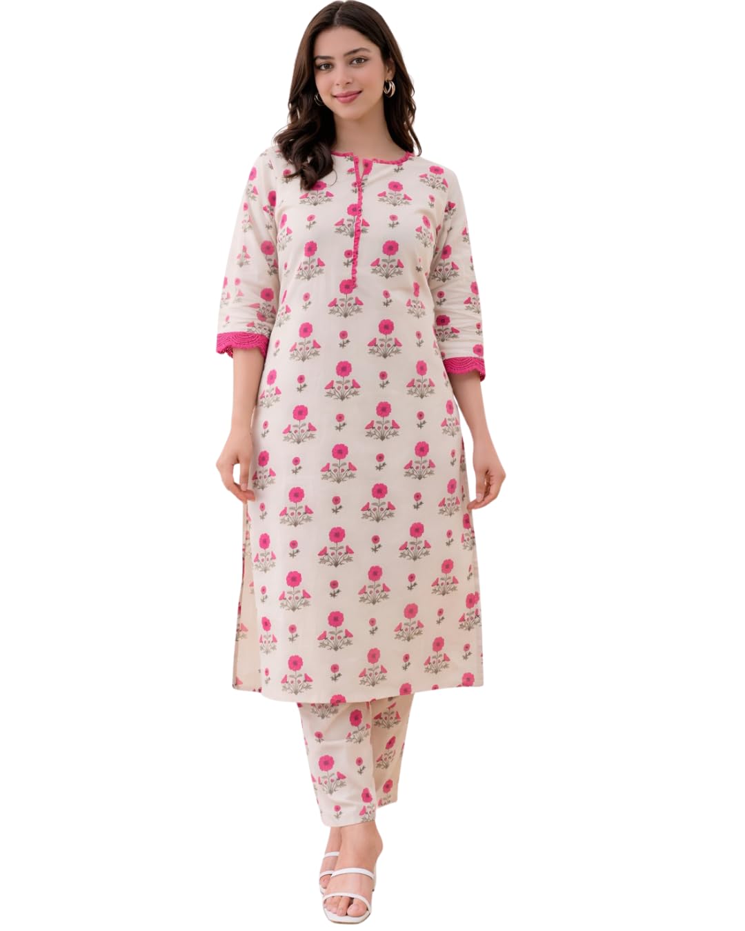 abhilasha Women Rayon 3/4 Sleeve Round Neck Kurti with Pant Set for Women-picture-52