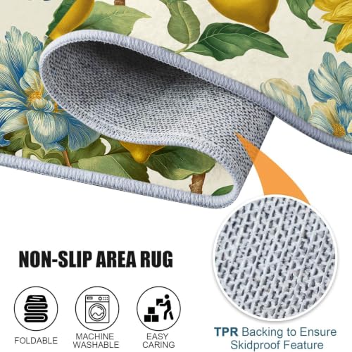 Tapis rond 180 cm lavable en machine antidérapant jaune vert - 8