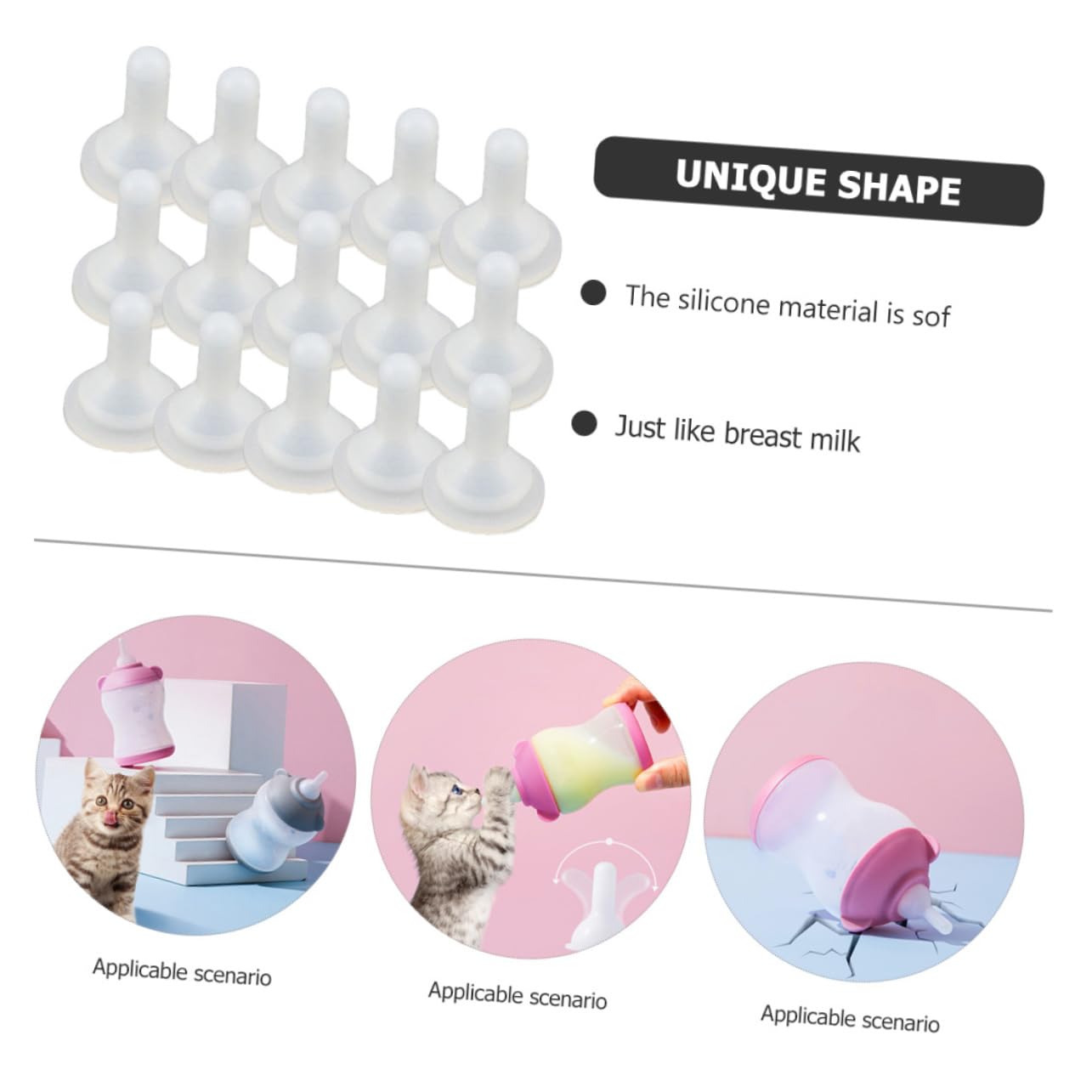 Milisten Kitten Puppy Feeding Tools 20pcs Pet Drinking Nipples Soft Milk Pacifiers