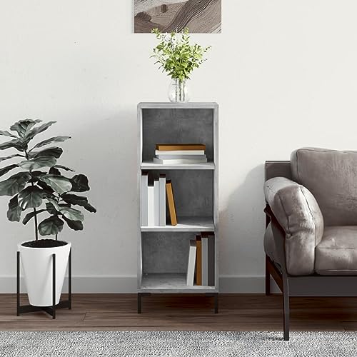 Annlera Buffet 34,5 x 32,5 x 90 cm en bois gris béton - Buffet en métal - Pour salon, télévision, salon, couloir, bibliothèque, meuble de rangement - Café