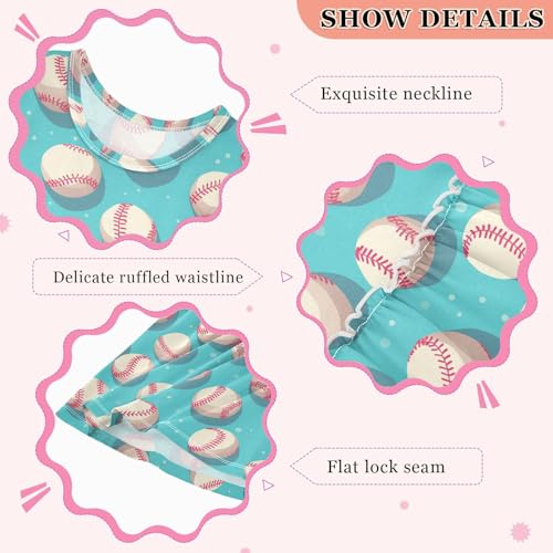 KLL Baseball Pattern Girls Dress Cute Jumper Skirt Summer Clothes Crew Neck3