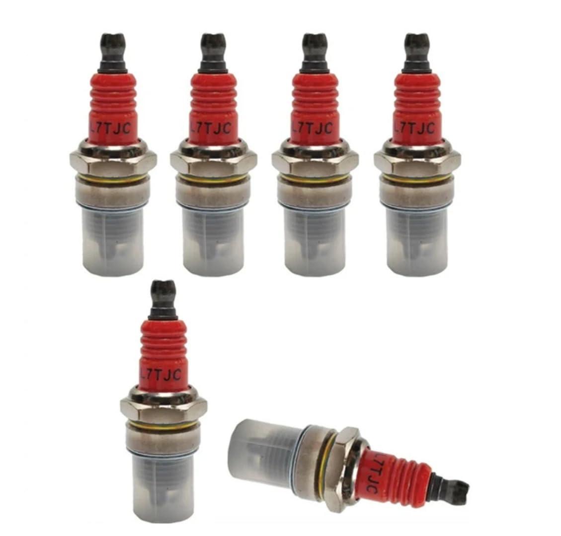 Bujias para Motosierra, generador de Dos Tiempos, Motor, maquinaria de jardinería, cortacésped, Accesorios para bujías, 6 Piezas L7TJC