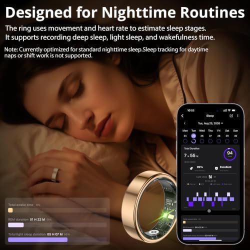 Image of Smart Ring for Women, Health Tracker & 5ATM, COLMI R02. (Rose Gold, 7#)
