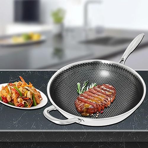 Wok antiadherente de acero inoxidable 12.6 pulg con tapa miniatura 3