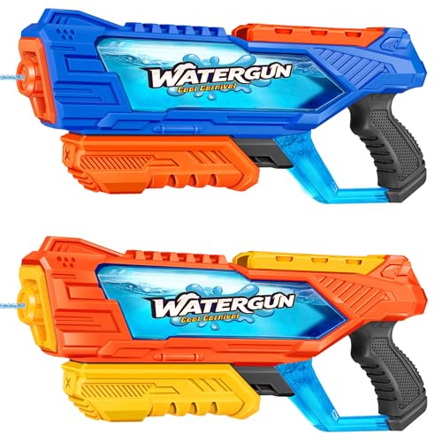 Quanquer 2 Stück 1000 ml Wasserpistole Große Reichweite für Kinder Erwachsene Schnellbefüllung Wasserspritzpistole mit 10m Reichweite Ideales Sommergeschenk für Pool Strand und Wasserschlachten