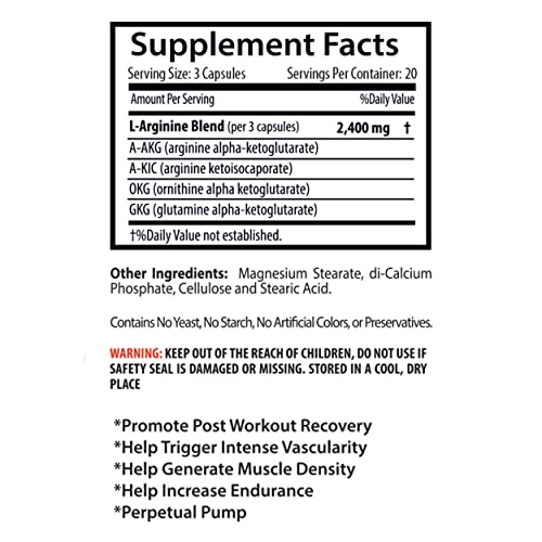 L-Arginine Supplement - Nitric Oxide Booster 2400Mg - Nitric Oxide Booster - Pre Workout Pills - Nitric Oxide Supplements For Men - Pre Workout Women - Nitric Oxide Pills For Men - 1 Bottle 60 Caps #TOP4