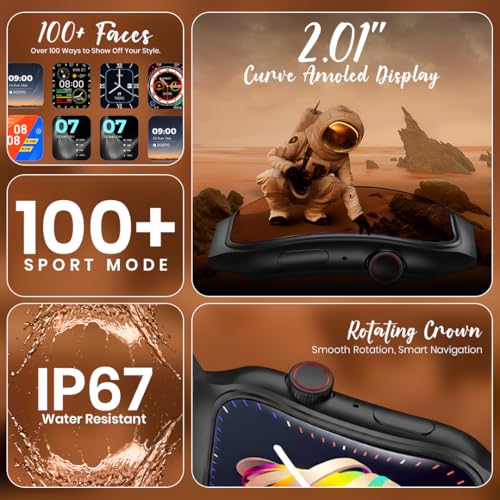 Image of GameSir Fitrivo Black Dial Smart Watch Combo 2.01 inch AMOLED Display with 4 Straps, Bluetooth Calling, IP67, Crown Control, 100+ Sports Modes, SPO₂ & Health Tracking, for Men & Women (Black Dial)