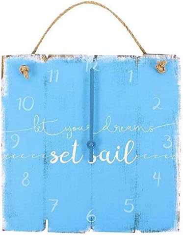Ghostly Hallows Driftwood Style Nautical Let Your Dreams Set Sail Sea Blue Beach Ocean Rope Reef Knot Hang Large Square Wall Clock