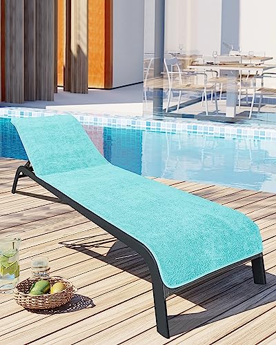 LAYNENBURG Lote de 2 Toalla para Tumbona de jardín - 100% algodón - Oeko-Tex 100 - Funda de Toalla de Rizo para Tumbona - Funda de Hamaca para Playa, Piscina (75x200 cm Turquesa)