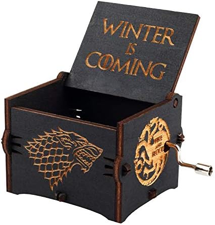 Jashem Small Music Box Hand Engraved Wooden Game of ThroneTheme Musical Box Handmade Gift
