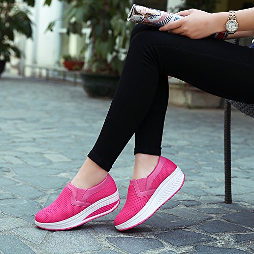 Image of L LOUBIT Women Wedge Shoes Breathable Mesh Sneakers Slip On Comfort Walking Shoes