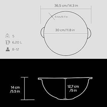 Lava Casting Round Boiler/Window, Diameter 30 cm, 6 Liters
