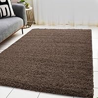 BPIL Living Room Rugs – 5cm Extra Thick Shaggy Rug – Soft Plain Area Rug, Luxurious Modern Carpet for Hall, Bedroom, Kitchen (Brown, 120x170cm)