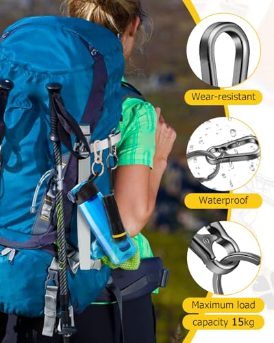 3 Stück Karabiner Schlüsselanhänger, Karabinerhaken Klein Metall Schlüsselkarabiner Carabiner, Schlüsselring mit Karabiner für Aufhängen im Rucksack, Autoschlüssel (Silber)