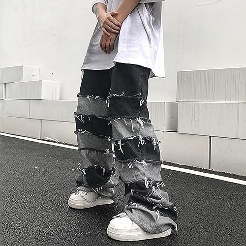 Mens Comfortable Fringe Pants Drop Wide Leg Hip Hop Slouchy Jeans Jean3