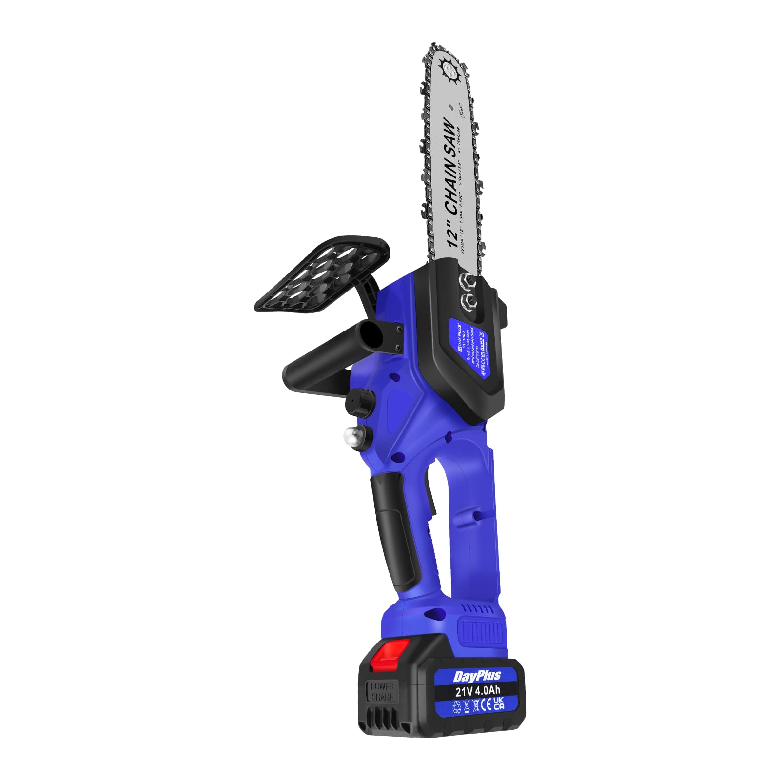 Mini tronçonneuse électrique sans fil de 30,5 cm 4000 W avec batterie de 4,0 Ah et chargeur, 2 chaînes pour couper le bois, élaguer les branches