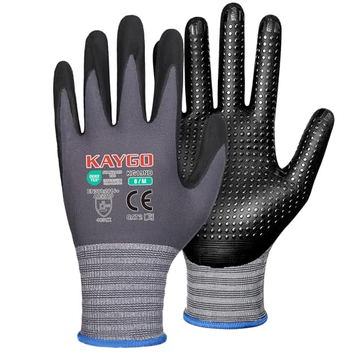 KAYGO MicroFoam Nitrile Coated Work Gloves (3 Pairs)