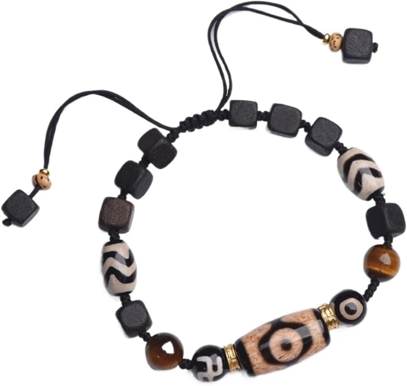 YNIYUJKL Bracelets,Lucky Charm,Braided Bracelets, Vintage Tibetan Wrapped Tiger Teeth Dzi Agate Bracelet Men And Women Duo Bao Cultural Games Ethnic Style String Hand Rope