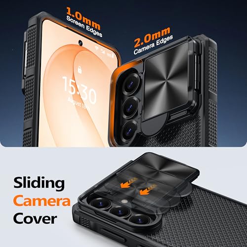 Image of Magnetic for Samsung Galaxy S26 Case,[Slide Camera Cover][Kickstand][Compatible with Magsafe][Military Grade Protection] Shockproof Rugged Case for Galaxy S26,Black