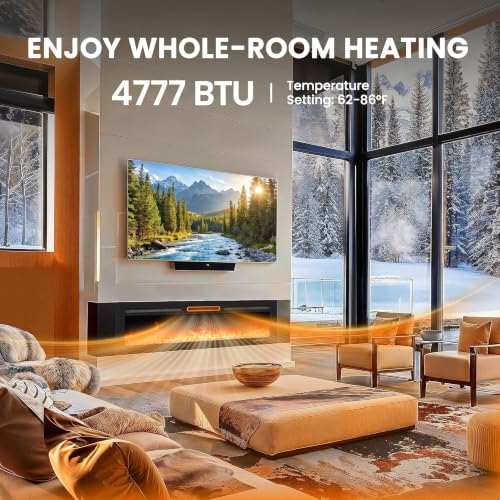 Image of Silonn 50″Smart Electric Fireplace Heater with App & Remote Control, 4777 BTU Heat Output, Ultra-Slim Wall-Mounted or Recessed Electric Fireplace Inserts with Timer, 20 Flame Colors,WiFi Enabled