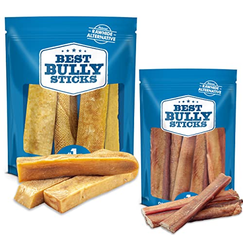 Best Bully Sticks Aggressive Chewers Bundle, 6" Thick Bully Stick (18 Pack) & Large Yak Cheese (4 Pack) #TOP5