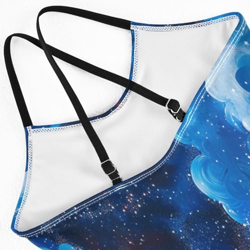 Starry Clouds Painting Girls Swimsuit Bathing Suit One Piece Swimsuits Summer Beach Swimwear4