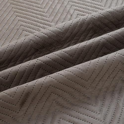 Image of Luxury Velvet Diwan Bedsheet with 5 Cushion Covers and 2 Bolster Covers - Designer Sofa DiwanCover Set for Living Room Set (1+2+5) (Coffee)