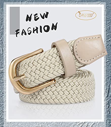 JASGOOD Women Braided Woven Elastic Belt, 1" Narrow Width Woven Fabric Stretch Belt for Jeans - Image 6