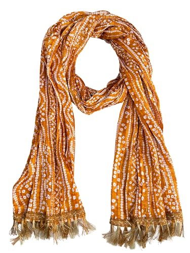 Image of Women's Art Silk Bandhani Print Dupatta with 2.20 Meters | Women's cotton printed dupatta with tassels
