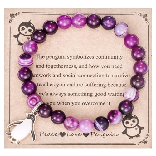 Penguin Bracelet Gifts for Women Penguin Friend Jewelry Penguins Lover Purple Penguin Bracelets2